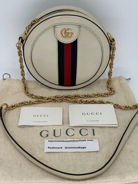 Gucci Ophidia Round Crossbody w/Red & Blue Sherry Line w/Dust Bag & Entrupy COA